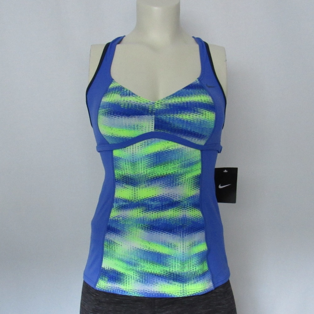 Nike Blue & Green Racerback Tankini Swim Top